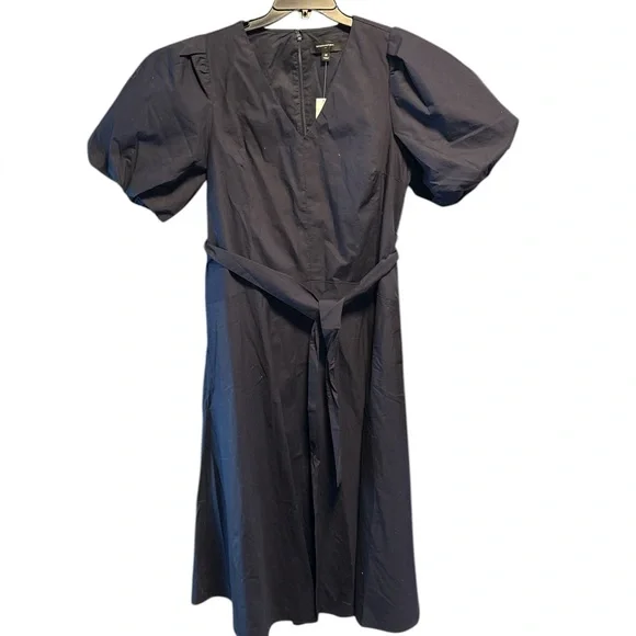 Banana Republic Factory Navy Blue Puff-Sleeve Midi Dress Size Medium NWT - Picture 2 of 6